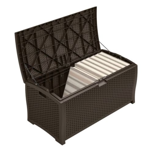 Suncast Commercial 99 Gal. Resin Wicker Deck Box, Java